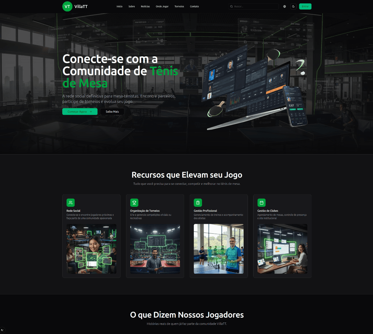 Landing page completa do VillaTT